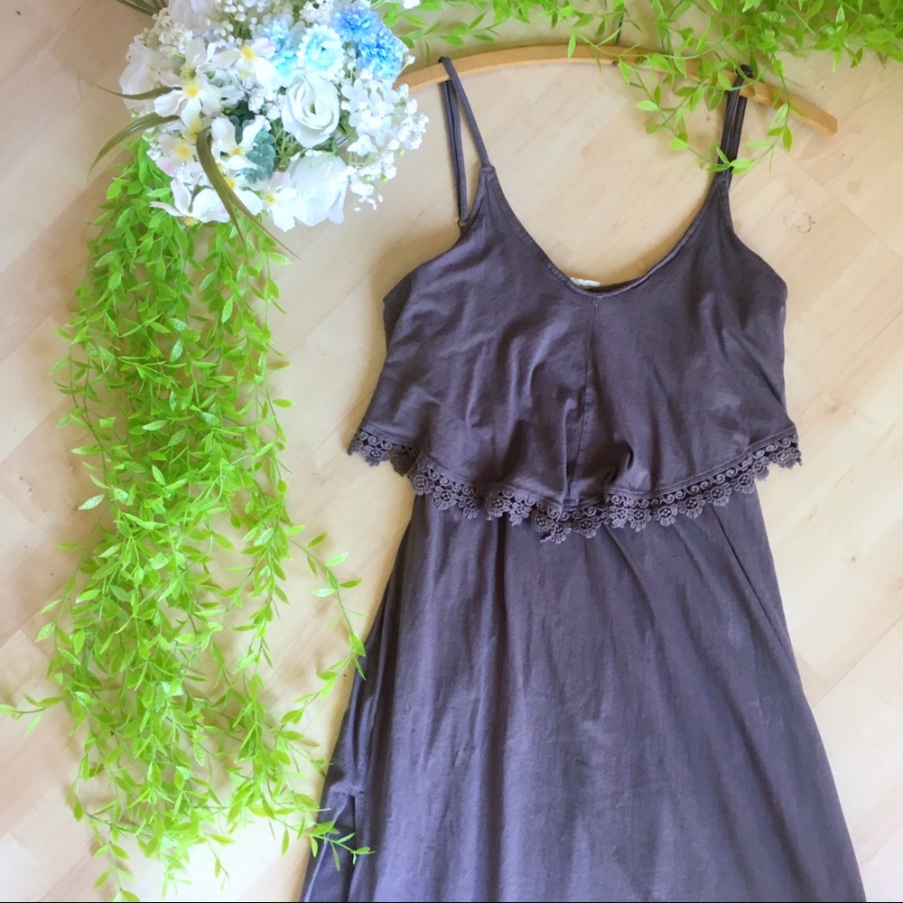 ONEILL Backless Lace Cami Maxi Dress Purple S